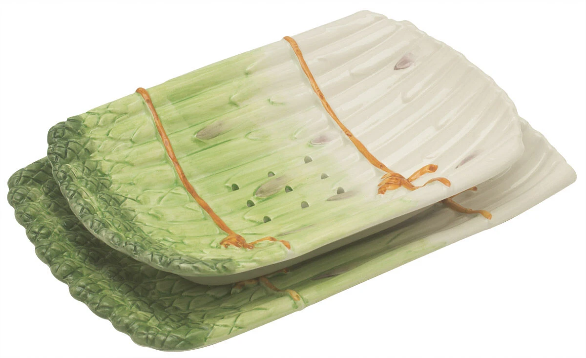 Oldenhof Uitlekschaal Met Onderbord Voor Asperges Aardewerk Groen 3 Oldenhof Uitlekschaal Met Onderbord Voor Asperges Aardewerk Groen