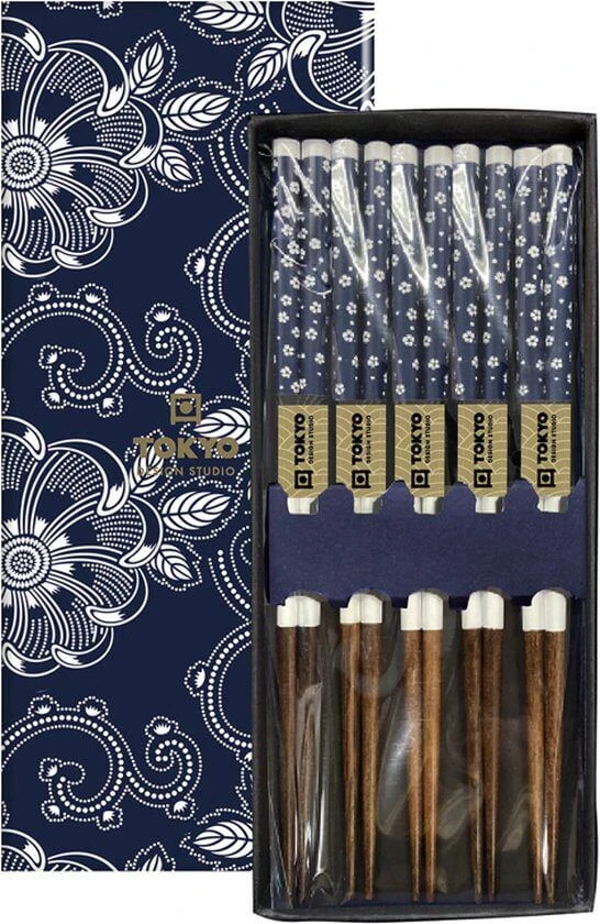 Oldenhof Eetstokjes 22,5 Cm Blue Flowers 5 Stuks 3 Oldenhof Eetstokjes 22,5 Cm Blue Flowers 5 Stuks