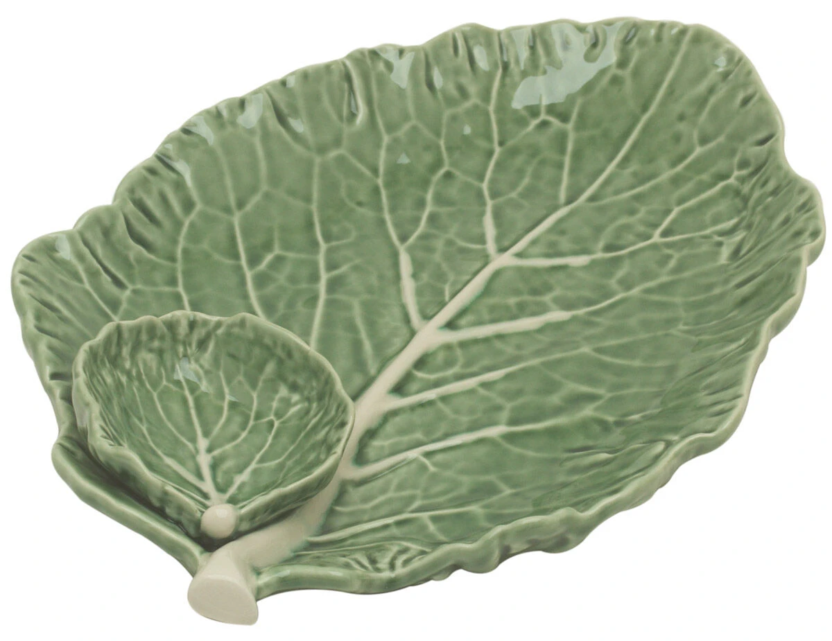 Bordallo Koolblad Bord Met Mini Schaaltje 28 X 19 Cm Aardewerk Groen 3 Bordallo Koolblad Bord Met Mini Schaaltje 28 X 19 Cm Aardewerk Groen