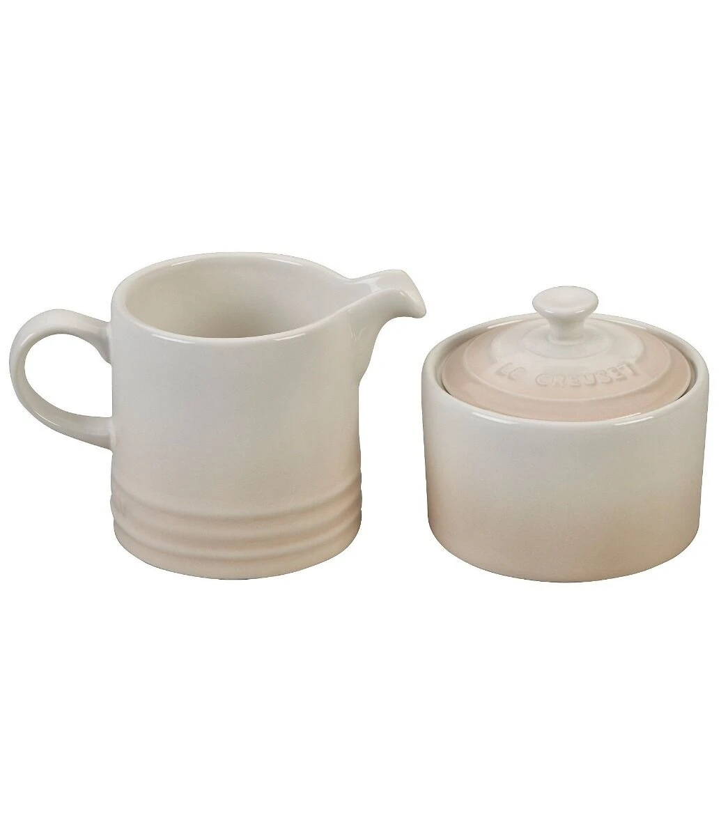 Le Creuset Suiker- En Melkset Aardewerk Meringue 2-delig 3 Le Creuset Suiker- En Melkset Aardewerk Meringue 2-delig