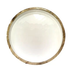 By Room Ronde Schaal Met Rechte Wand ø 28 Cm Mangohout Wit -Rhythm & Rizz by room rond rechte rand 1