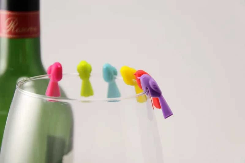 Winkee Bird Glass Markers Silicone 6 Stuks 5 Winkee Bird Glass Markers Silicone 6 Stuks - Afbeelding 3
