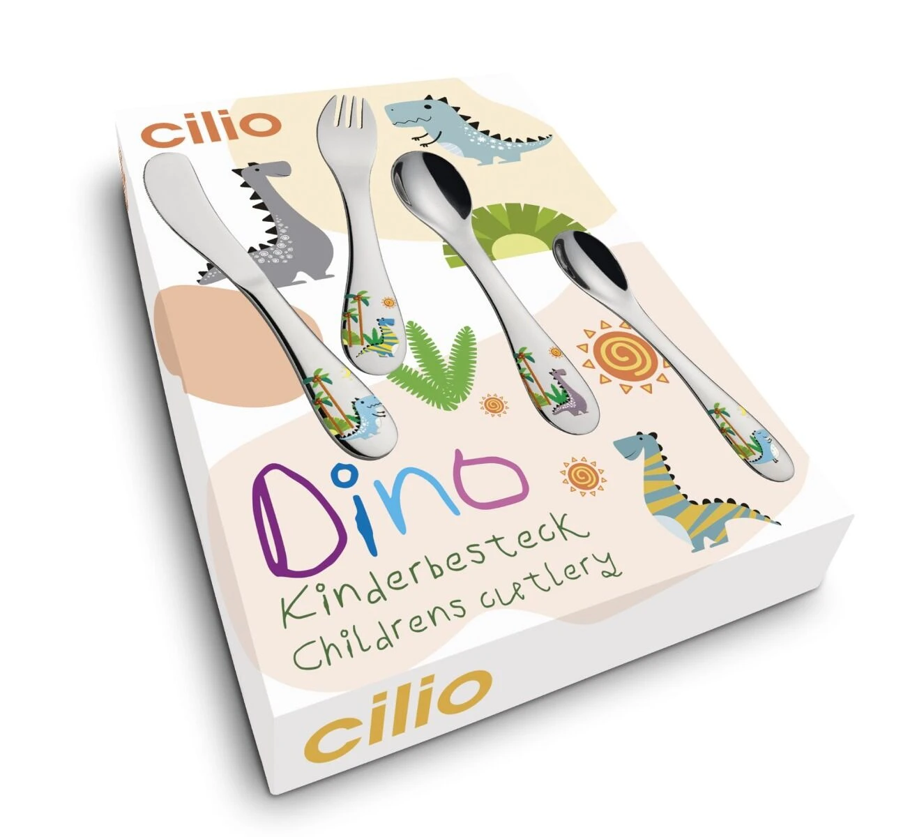 Cilio Dino Kinderbestek Rvs 4-delig 4 Cilio Dino Kinderbestek Rvs 4-delig - Afbeelding 2