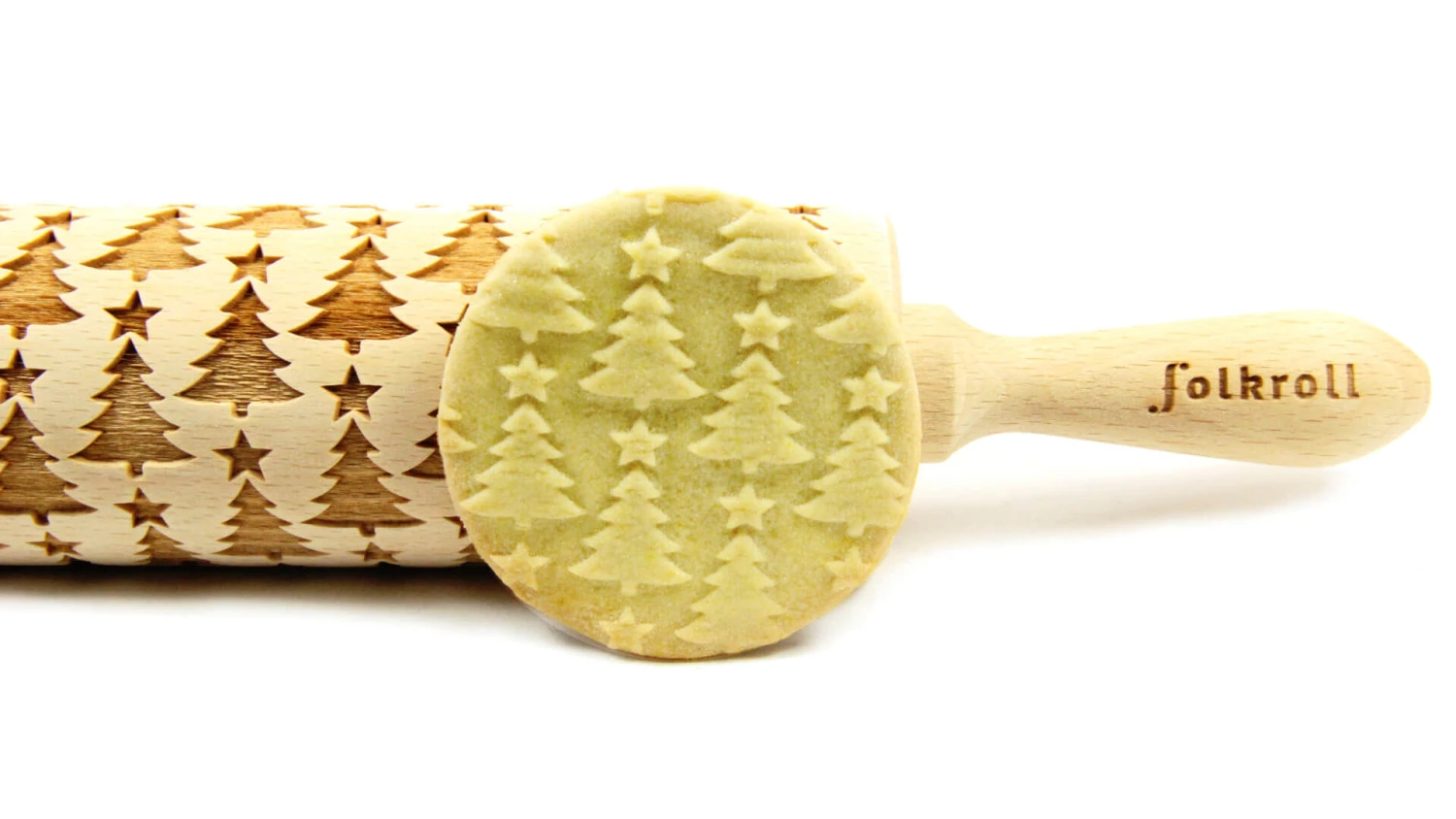 Folkroll Christmas Tree Deegroller 43 Cm Beukenhout 4 Folkroll Christmas Tree Deegroller 43 Cm Beukenhout - Afbeelding 2