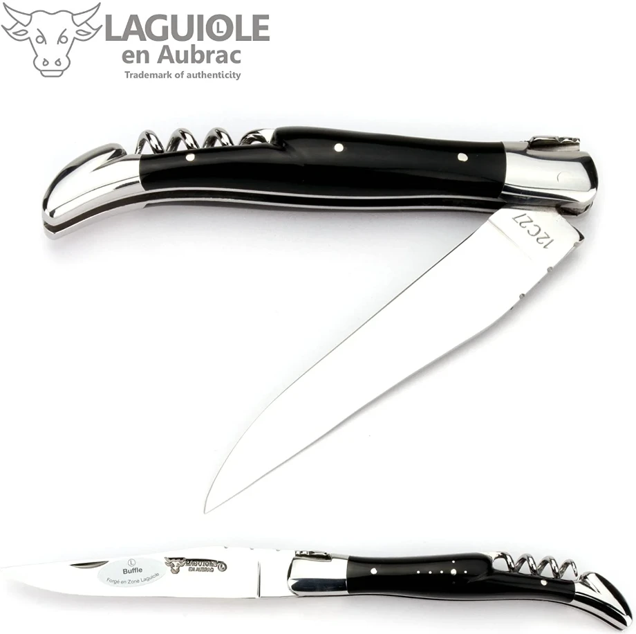 Laguiole En Aubrac Klapmes Met Kurkentrekker 12 Cm Buffelhoorn 2 Laguiole En Aubrac Klapmes Met Kurkentrekker 12 Cm Buffelhoorn