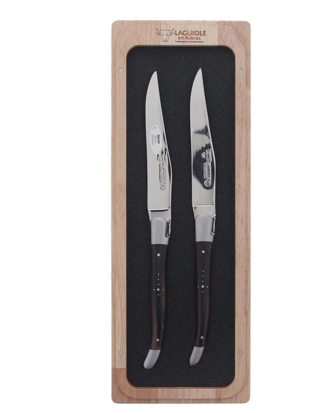 Laguiole En Aubrac Steakmes 11,5 Cm Macassar Ebbenhout 2 Stuks