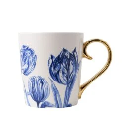 Heinen Delfts Blauw Tulp Mok Goudkleurig