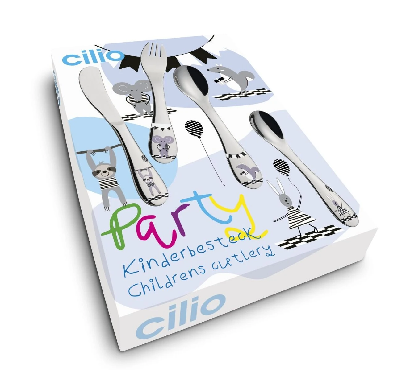 Cilio Party Kinderbestek Rvs 4-delig 4 Cilio Party Kinderbestek Rvs 4-delig - Afbeelding 2