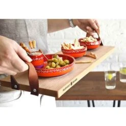 Bowls And Dishes Puur Hout Serveertray Met Lederen Handgrepen 49 X 19,5 Cm Beukenhout -Rhythm & Rizz pk1869.bk 2 2