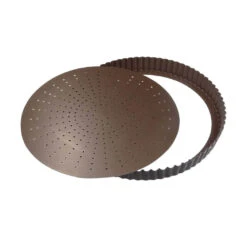 Gobel Geperforeerde Quichevorm Laag ø 24 Cm Staal Bruin