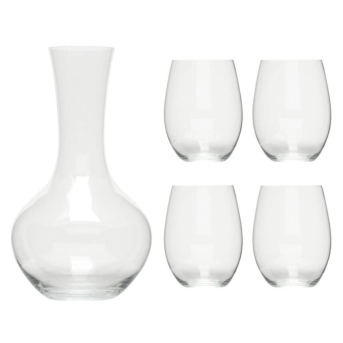 Riedel O Cabernet / Merlot Wijnglazen Met Morceau Decanteerkaraf Kristalglas 5-delig 3 Riedel O Cabernet / Merlot Wijnglazen Met Morceau Decanteerkaraf Kristalglas 5-delig