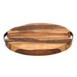 Bowls And Dishes Rose Wood Ronde Serveerplank Met Metalen Handvat ø 39 Cm -Rhythm & Rizz rs1539 2
