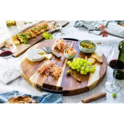 Bowls And Dishes Rose Wood Ronde Serveerplank Met Metalen Handvat ø 39 Cm -Rhythm & Rizz rs1559 4 1