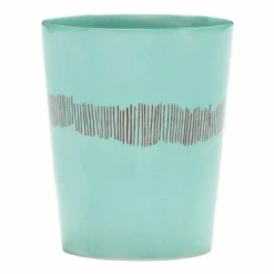 Serax Feast By Ottolenghi Theekop 330 Ml Aardewerk Azure + Swirl-Stripes Red