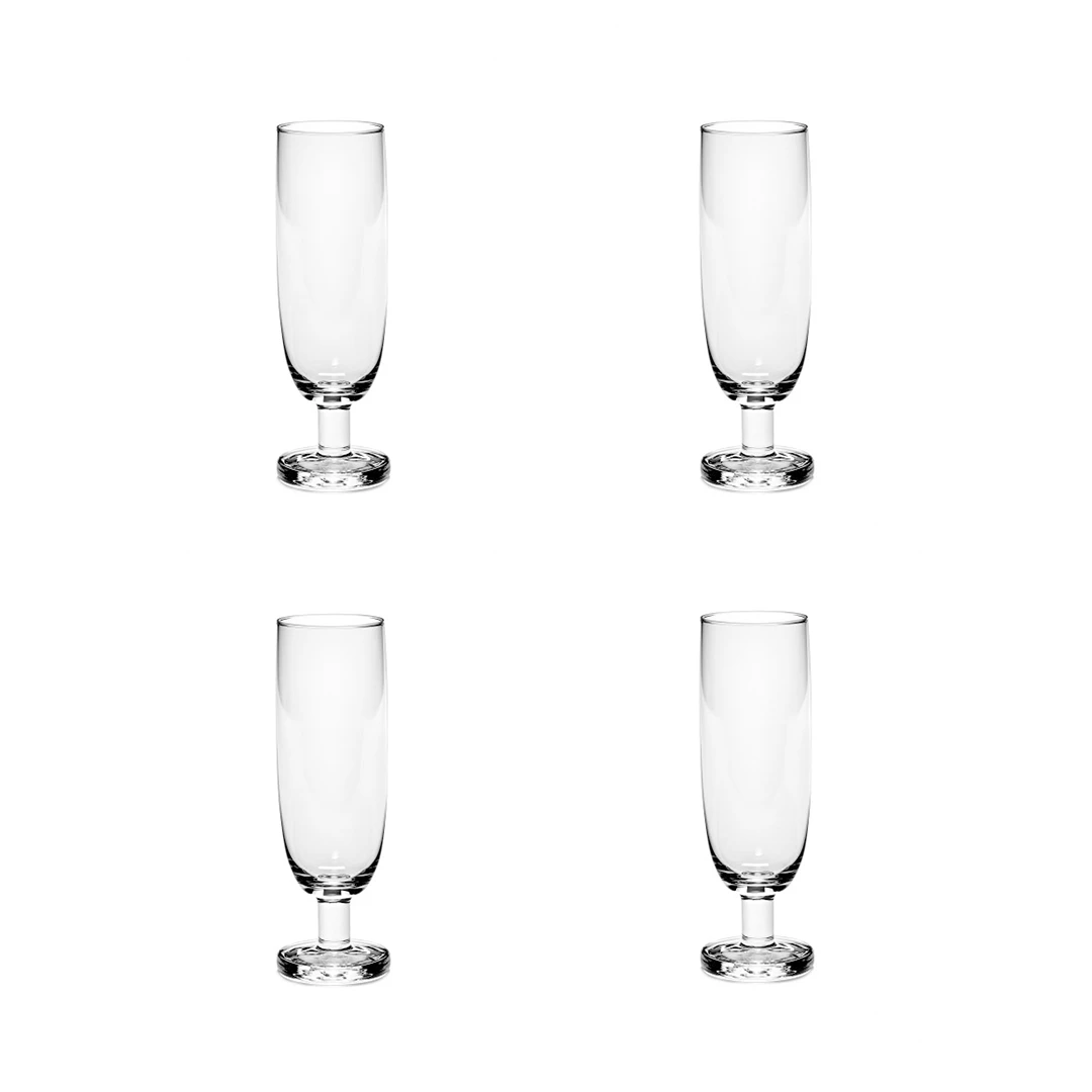 Serax Passe-Partout Flûte Op Lage Dikke Voet 200 Ml ø 5,8 Cm H 17 Cm Glas 4 Stuks 3 Serax Passe-Partout Flûte Op Lage Dikke Voet 200 Ml ø 5,8 Cm H 17 Cm Glas 4 Stuks
